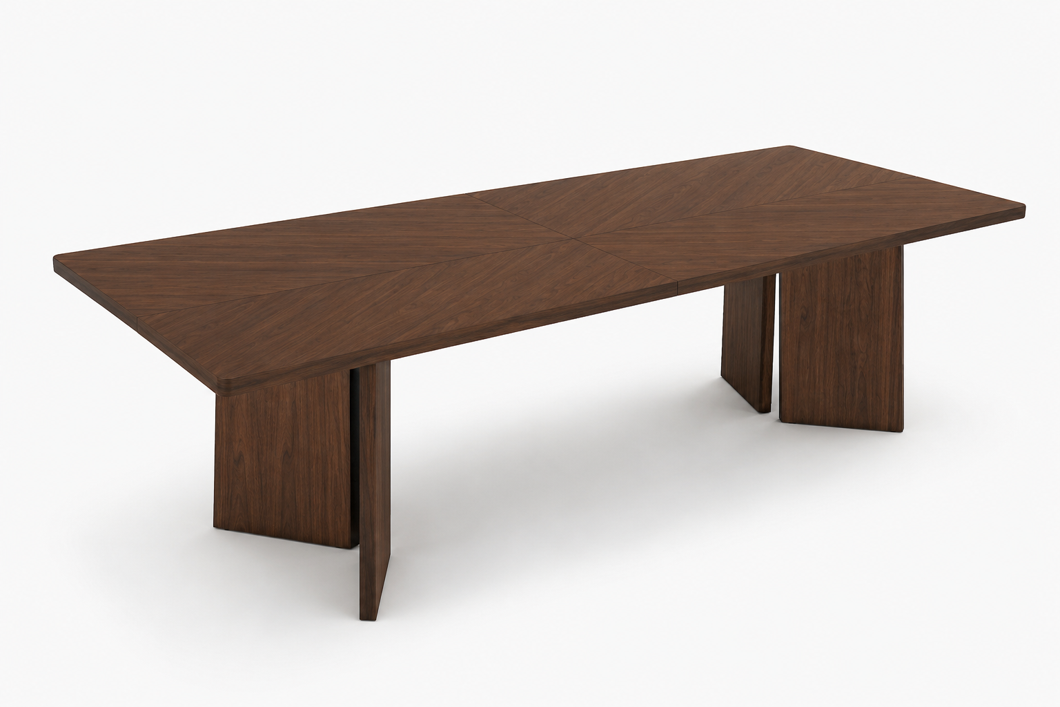 Mesa de madera con vetas encontradas