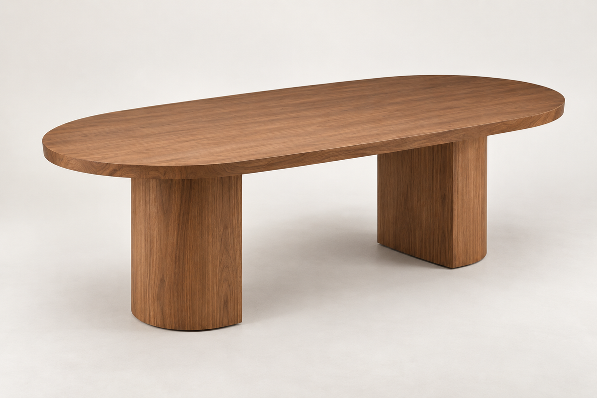 Mesa de madera ovalada