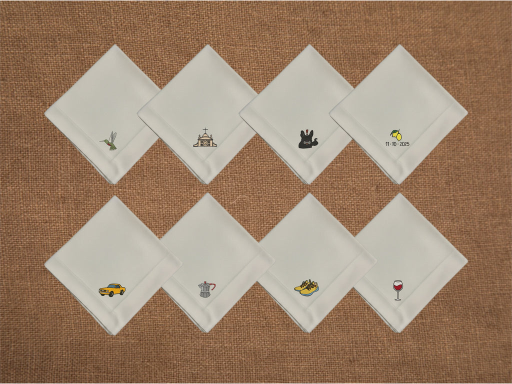 Set de 8 servilletas + 8 individuales bordados