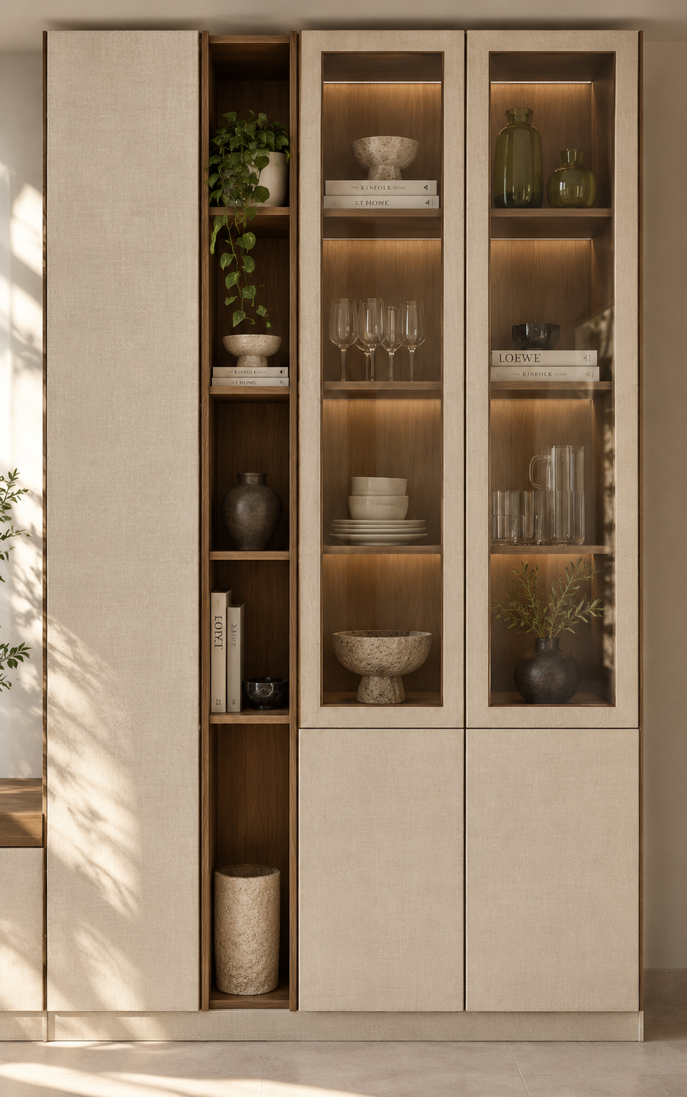 Mueble de guardado con cristalero