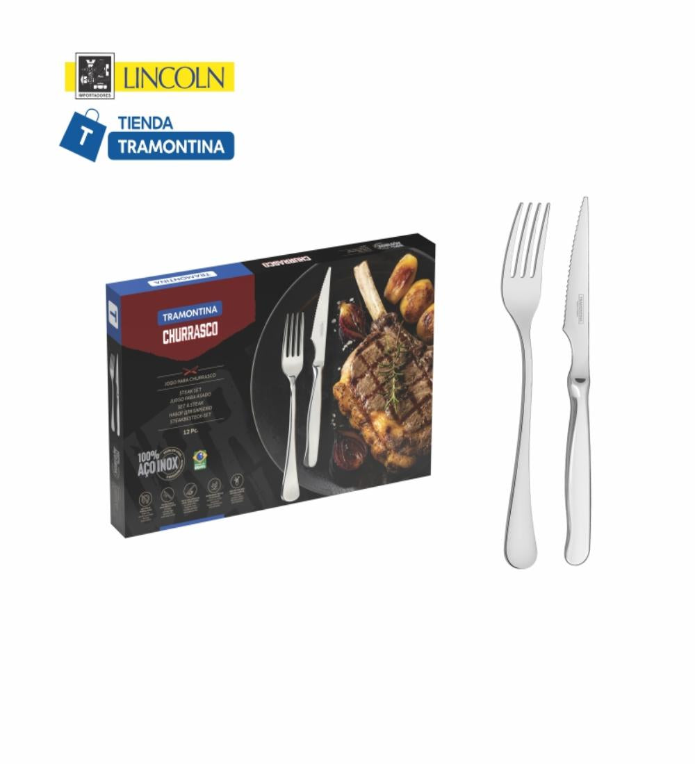 JUEGO DE ASADO ZURQUE TRAMONTINA DE 12 PIEZAS