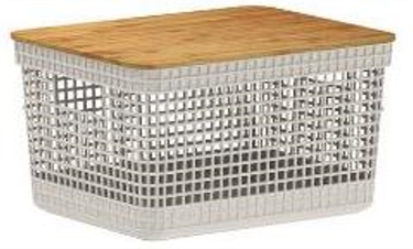 Cesta GRID c/Tapa Bambu 20L