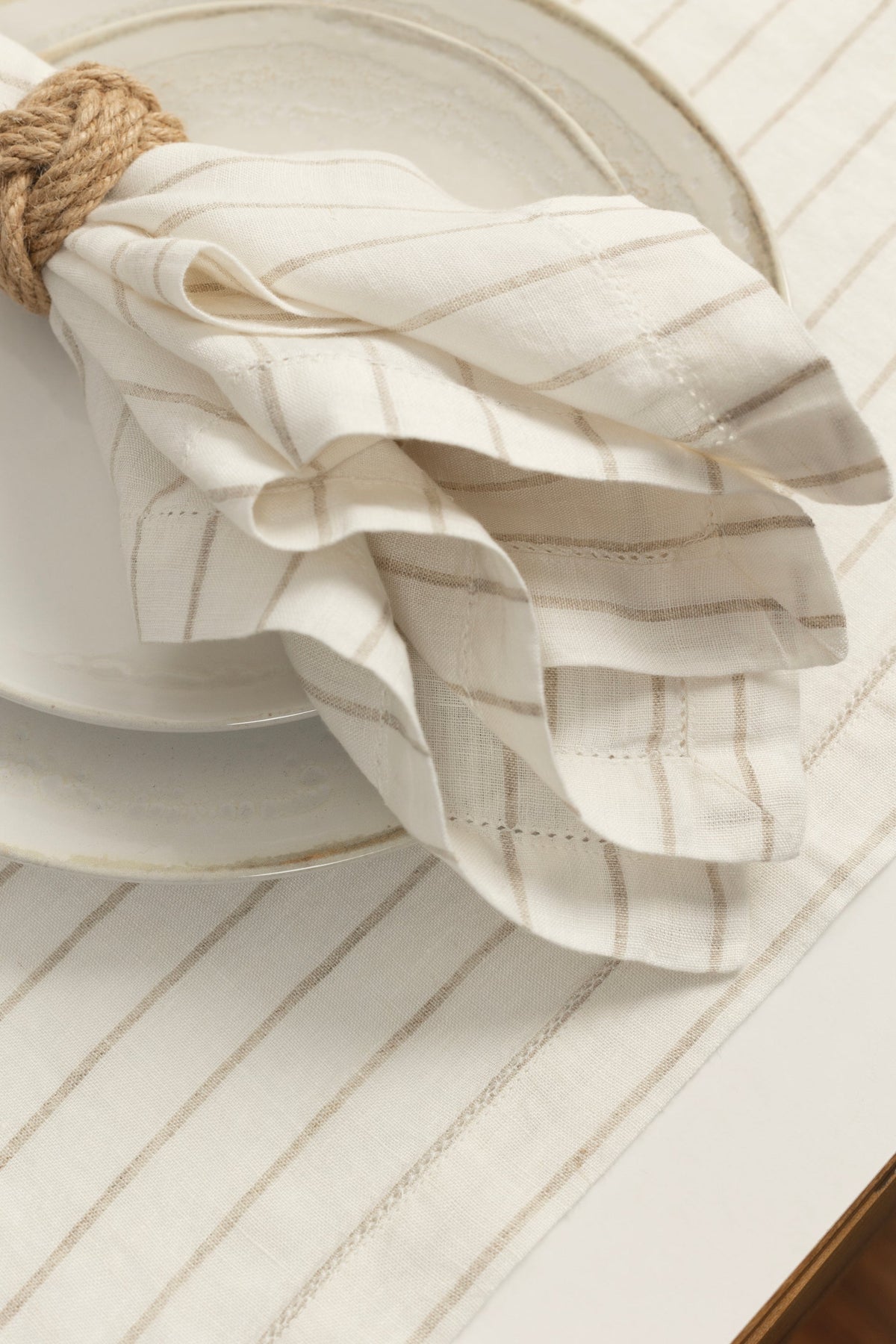 Mantel Lino Vainilla Lineas